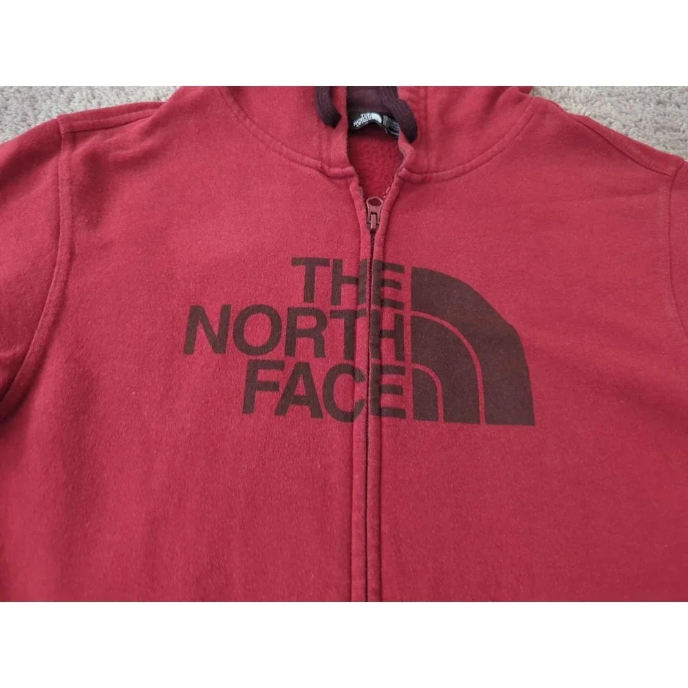 The North Face Hoodie Mens M Red Long Sleeve Full Zip Logo‎ Drawstring Outdoor
